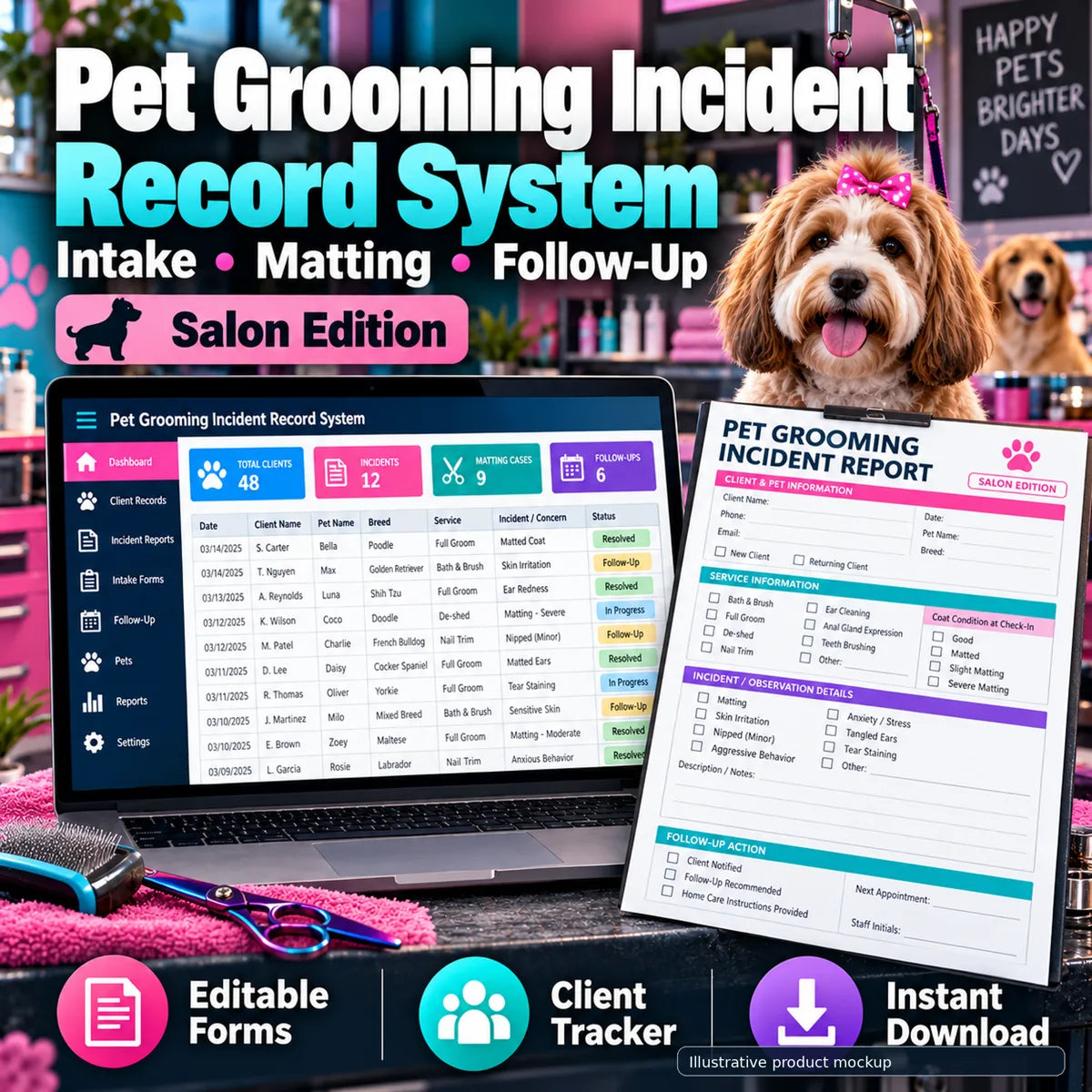 Pet Grooming Intake, Matting & Incident Toolkit illustrative product cover